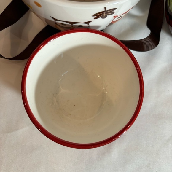 PIER 1 IMPORTS 3 Nestled Ceramic Bowls Owls Leafs Dots NEW WITH TAG - Picture 8 of 12